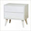 Table de chevet 2 tiroirs blanche Mid-Century avec pieds fuselés en bois massif-2000505511