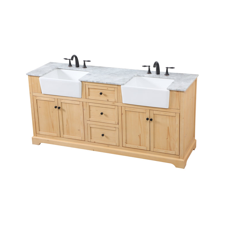 Meuble-lavabo double 72 po Pardue, Bois naturel