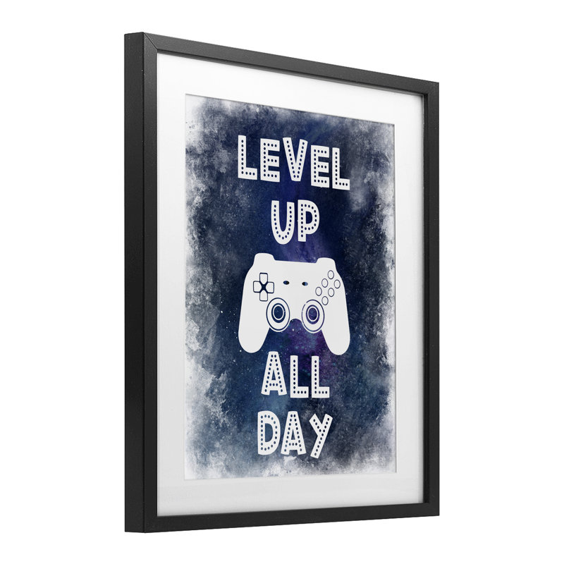 «Level Up All Day Splash», reproduction imprimée sous verre, conception de Marcus Prime, H 21 po x l 17 po, Cadre noir minuit