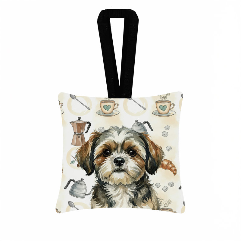 Ornement en tissu carré suspendu Brindle Shih Tzu, Shih Tzu bringé