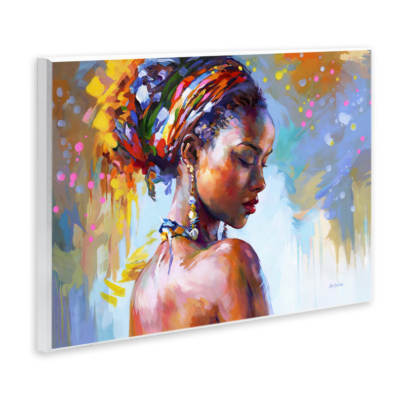 Art africain sur bois par Leon Devenice, H 13 po x l 19 po