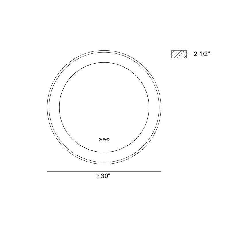 Anya 30" Round LED Mirror, Silver