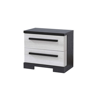 1pc Contemporary 2-Drawer Storage Nightstand