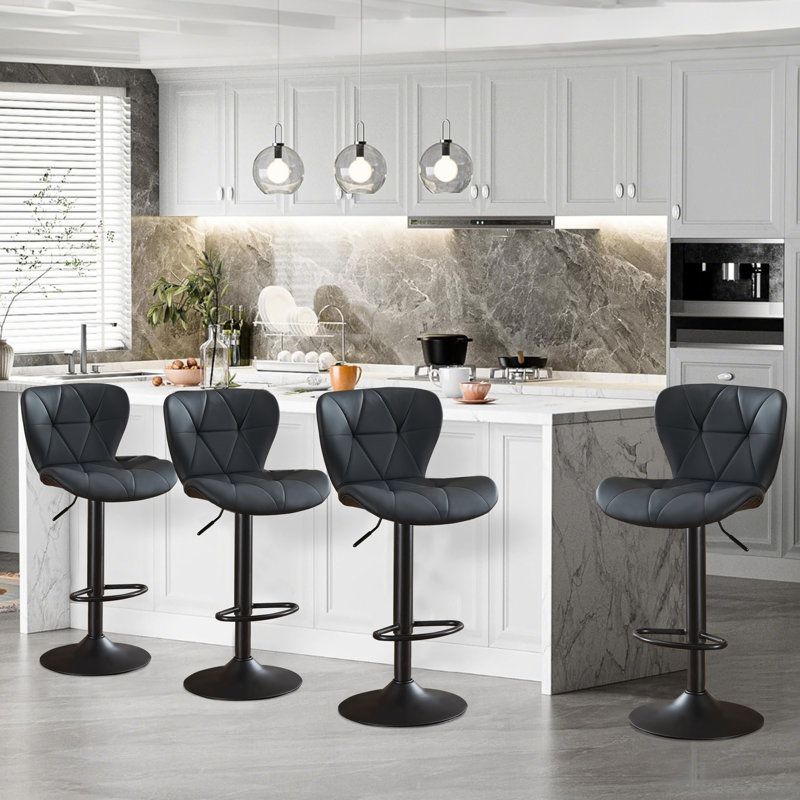 Swivel Adjustable Height Modern Bar& Counter Stool, Black