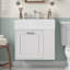 Ensemble de meuble-lavabo mural simple flottant de 21,8 po de largeur avec lavabo en céramique, tiroir à fermeture en douceur, tablette latérale réglable et porte-papier hygiénique-288427061