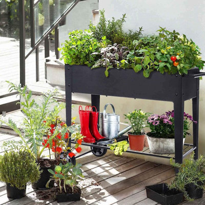 Metal Elevated Planter with wheels