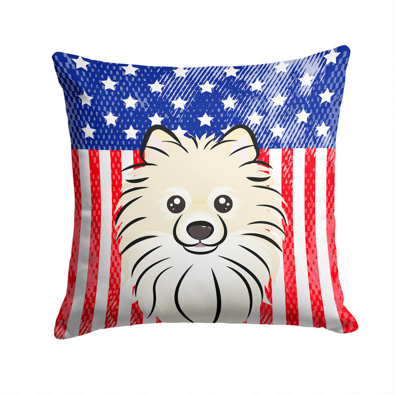  Coussin 14 "American Flag, 14 po x 14 po, Loulou de Poméranie