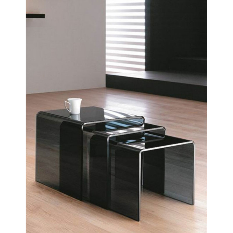 Liz Glass Top Sled Nesting Tables