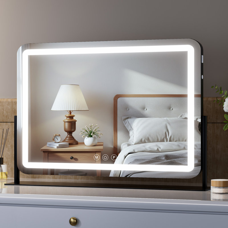 Smart Touch LED Vanity Mirror With Memory Function, Black