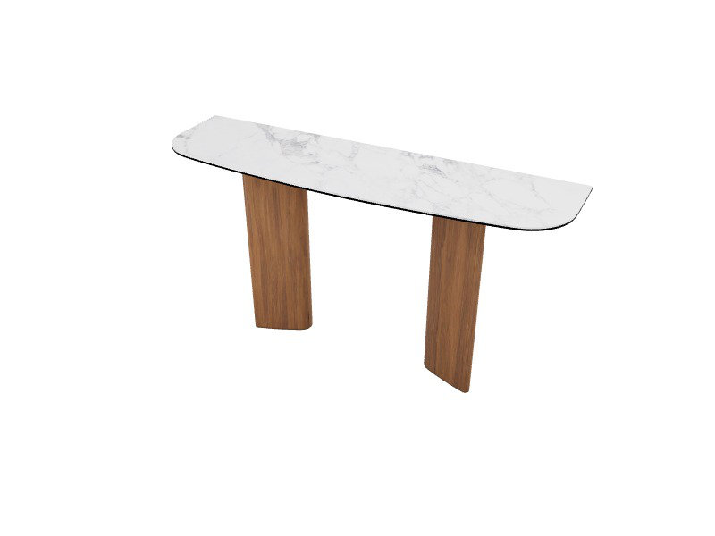 Sandy Consoles, White Marble, Canaletto Walnut