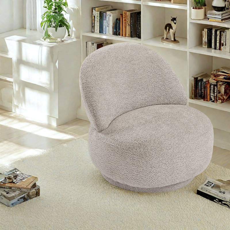 Fauteuil demi-tonneau pivotant à 360 °, Tissu gris