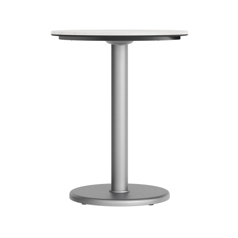 Plateau de table rond rond sans soudure toutes saisons avec base, H 29,5 po x L 23,5 po x l 23,5 po, Faux marbre blanc