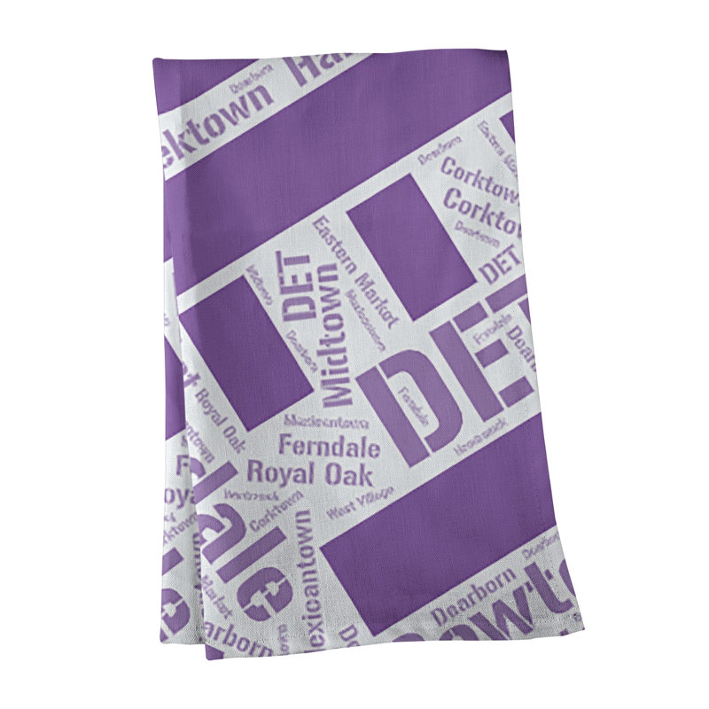 Cotton Tea Towel Kitchen Towel, Purple, Detroit
