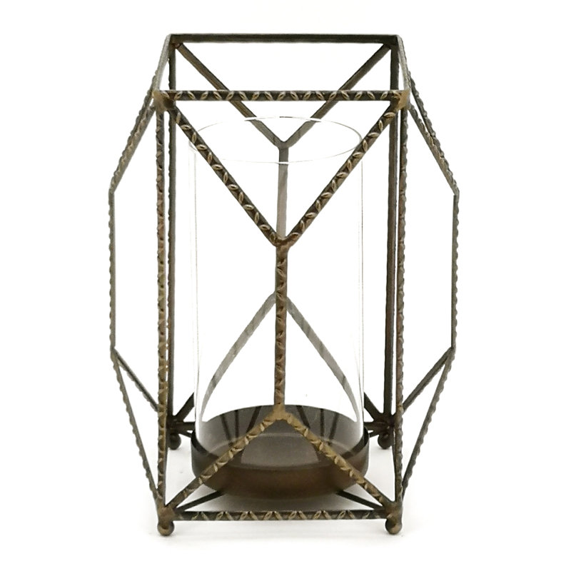 Bougeoir géométrique en fer H 10 po