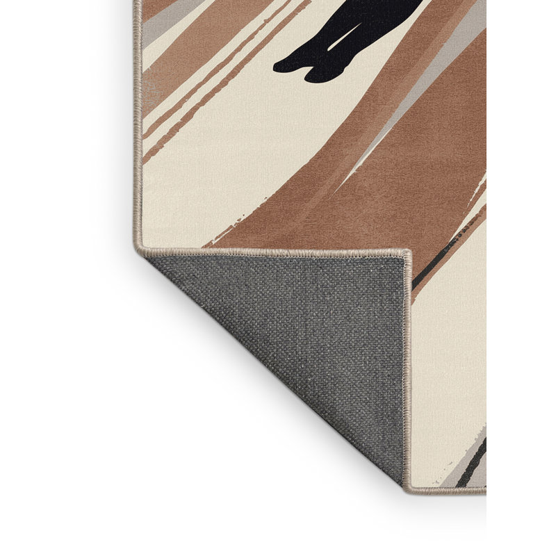 Tapis beige moelleux moelleux à motif élastiques Bunav, 6 x 9