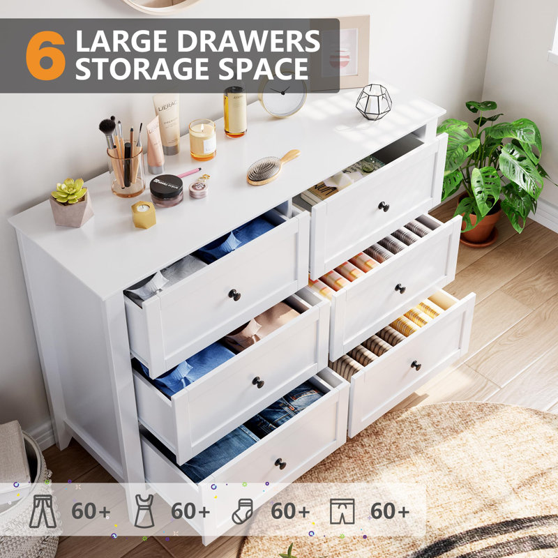 Commode à 6 tiroirs, Blanc