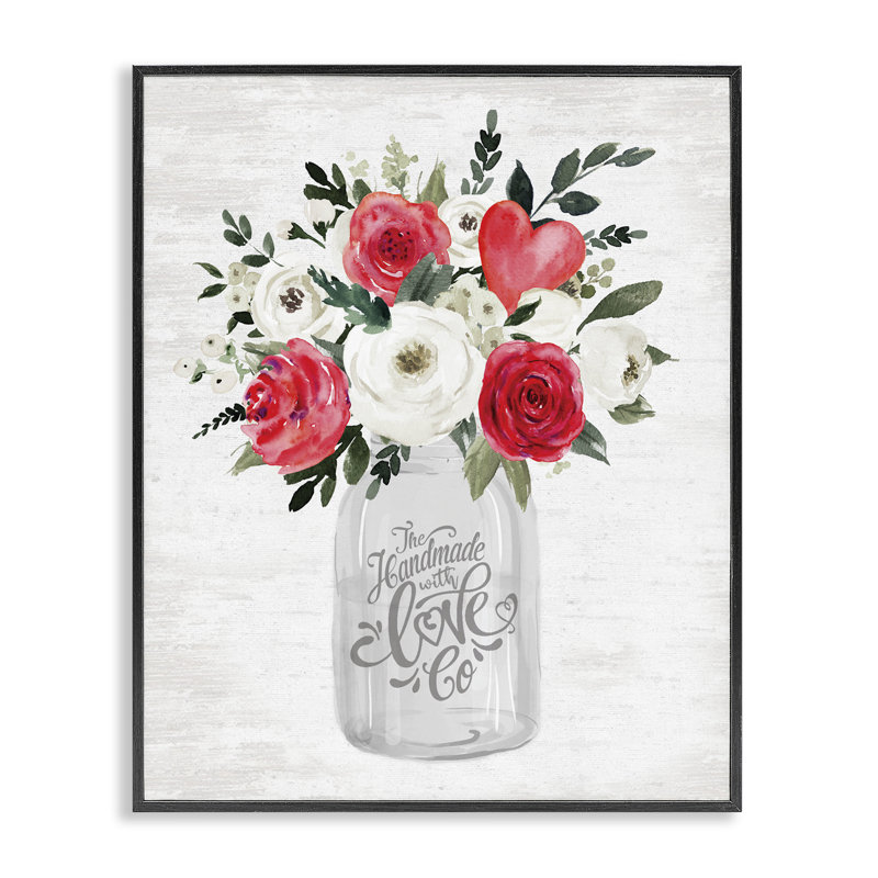 Giclée encadrée romantique à la main, design par lettré et doublé, H 14 po x l 11 po, Giclée encadrée noir minuit