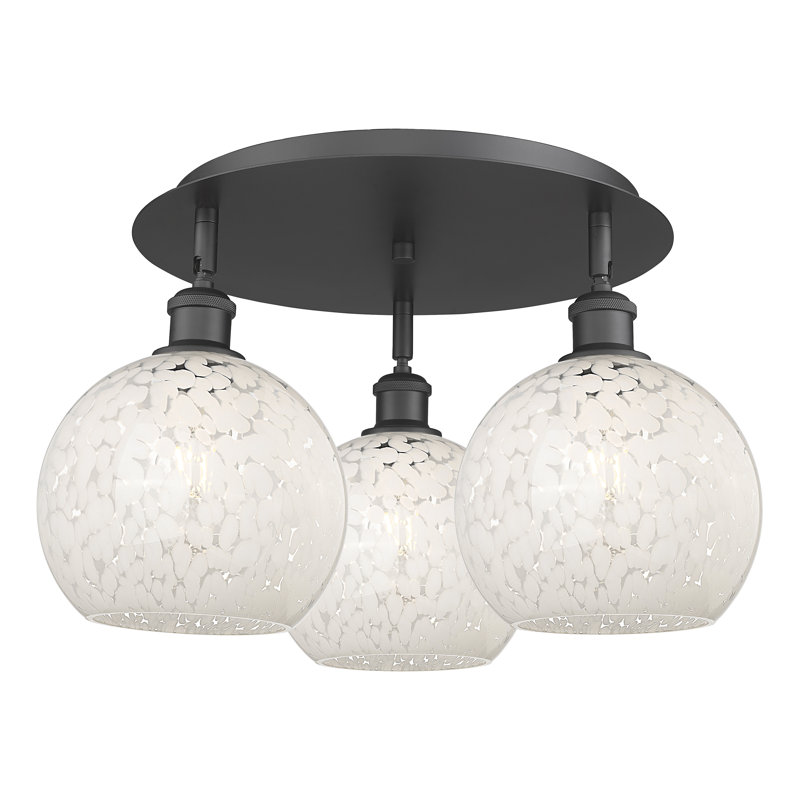 Bernda Glass Semi Flush Mount, Matte Black