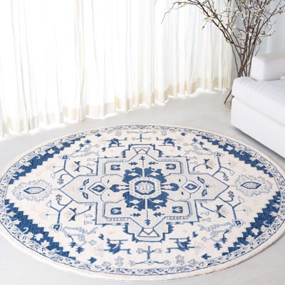 Tapis ivoire / bleu marine en laine / coton touffeté à la main Lauren Ralph Lauren