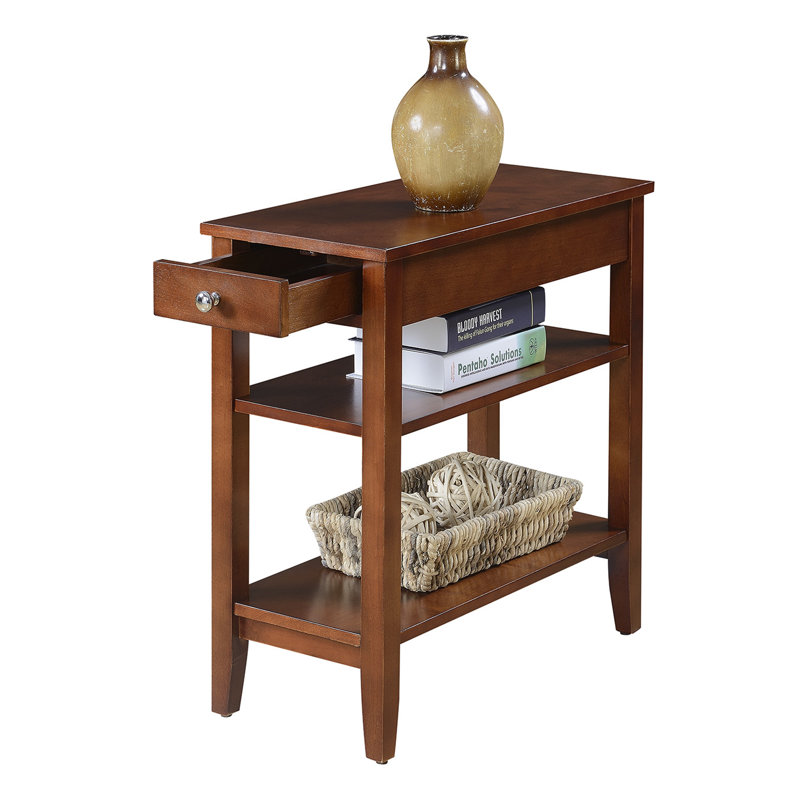 Carbin End Table with Drawer and Shelves, Mahogany