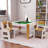 Kids Play Table And 2 Chair Set, 2 In 1 Wooden Activity Table W/storage, Compatible With Lego And Duplo Bricks, Play Building Block Table Set For Reading, Drawing, Build Blocks