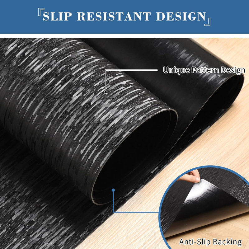 Grand tapis de chaise 59 po x 75 po pour plancher dur, tapis en vinyle pour chaises de jeu. Noir
