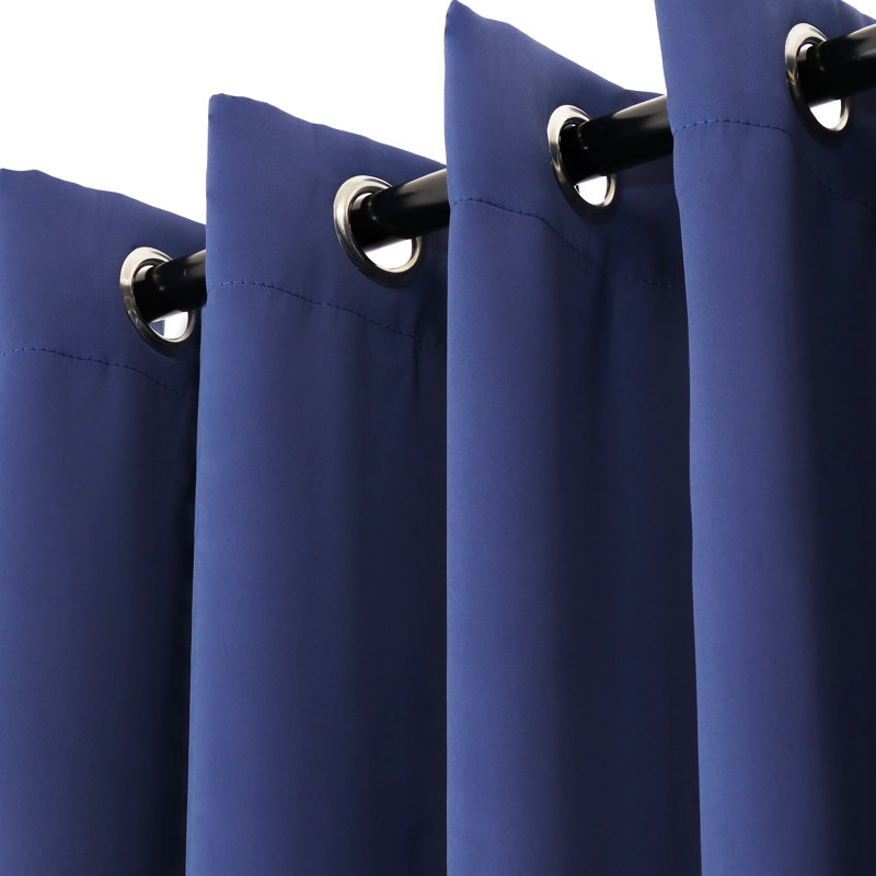 Kayenta Solid Blackout Indoor or Outdoor Curtains with Grommets - Blue - 101" x 83", Blue, 101" W x 83" L
