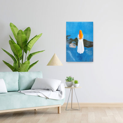 Jeune femme sur la plage, impression d'art classique sur la plage