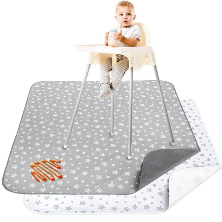 PEROTIX 2Pack AntiSlip Splat Mat for High Chair Waterproof, 42x46