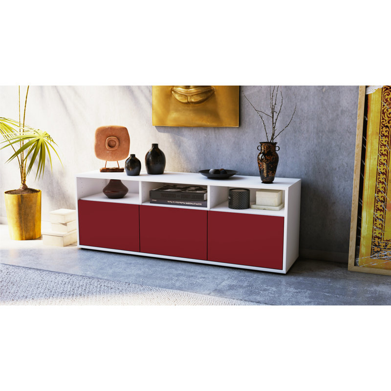Wylie Unfinished TV Stand, Red / Matte White
