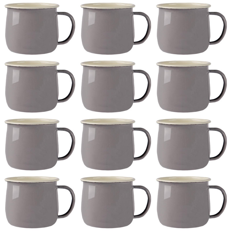 Enamelware Camping Mug, Grey/Cream, 12