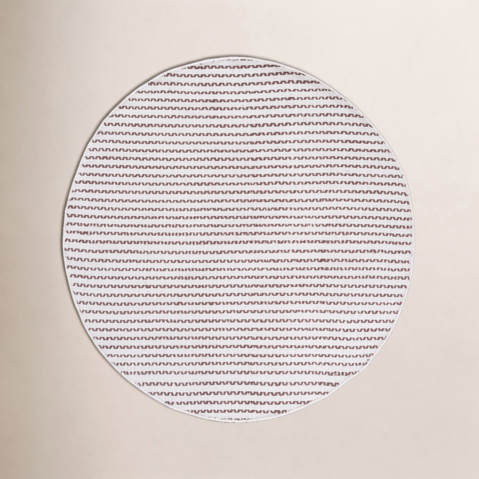 Hand-Woven Chevron Cotton Rug, Round 6'