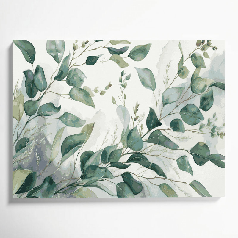Art mural sur toile botanique eucalyptus beige, H 11 po x l 14 po