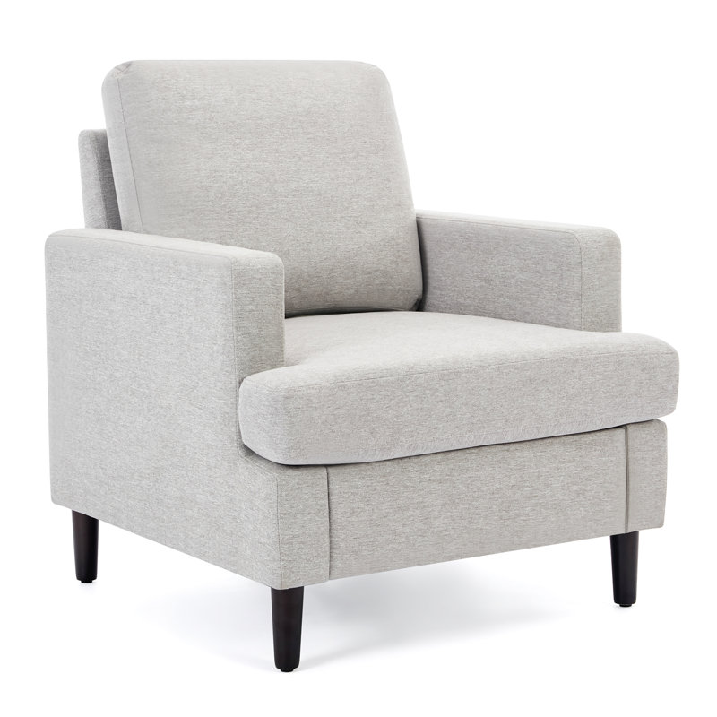Mid-Century Linen Accent Chair – Stylish, Gray