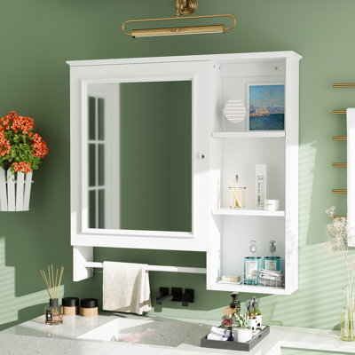 28.85'' W X 28" H Surface Framed Medicine Cabinet With Mirror And Adjustable Shelves