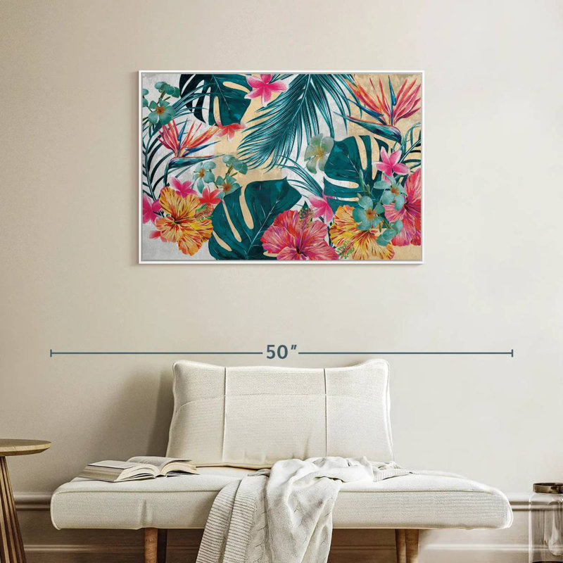Flore tropicale, Cadre flottant blanc, 37 po x 25 po