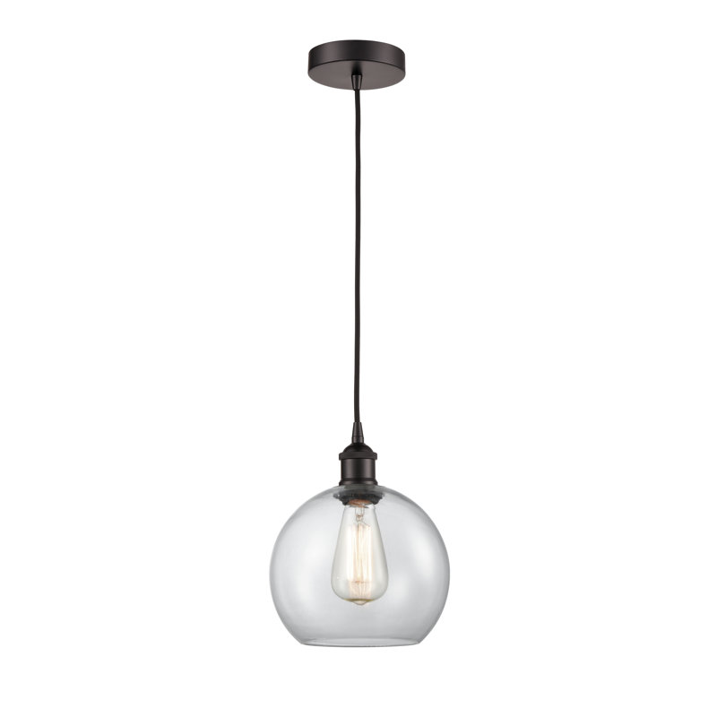 Luminaire suspendu simple à 1 lumière Ralph, H 10,75 po x l 8 po x P 8 po, Transparent, Bronze huilé