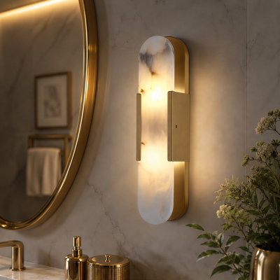 Ephraim 20" Height Dimmable Modern Flush Mounted Sconce Wall Light With Alabaster Shade