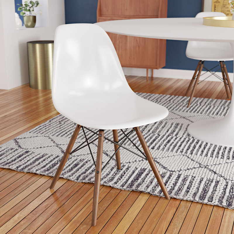 17'' H Side Chair, White/Walnut