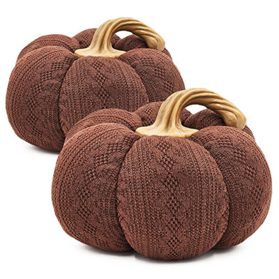 Set Of 2, 8.3X8.3X5.3" Dark Brown Pumpkin, Pumpkin Ornament Decor For Holiday Harvest Festival Fall Festival & Thanksgiving