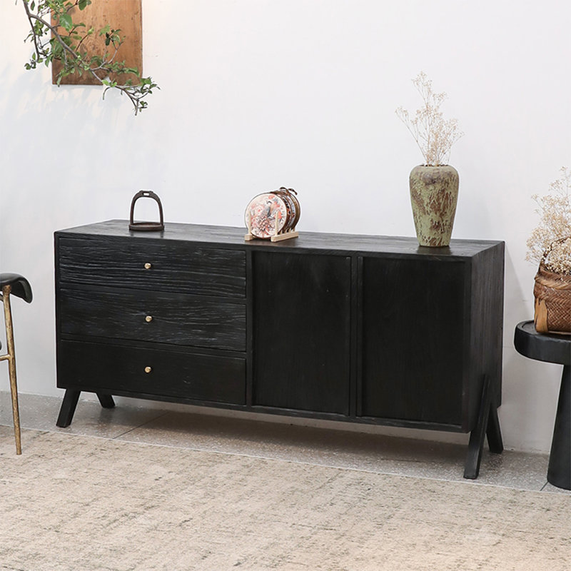 Buffet de rangement en orme de style Wabi-Sabi, H 29,91 po x l 55,11 po x P 17,71 po
