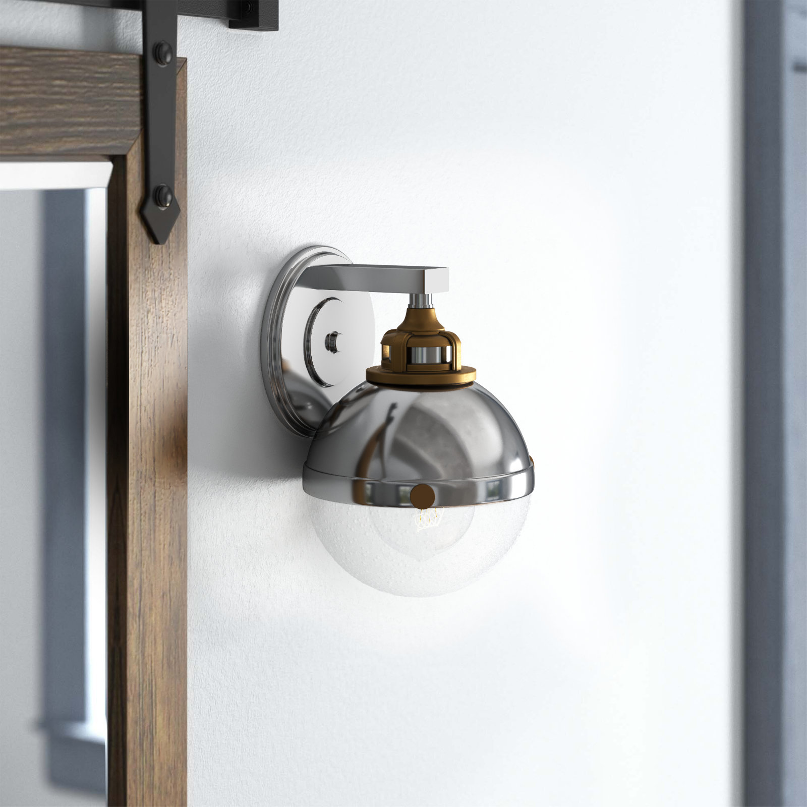 Kyoto Single Light Dimmable Armed Sconce, Nickel