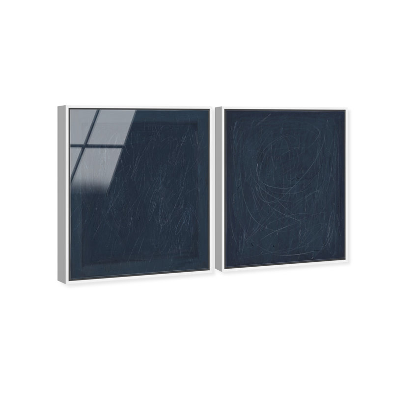 Deep Blue Set High-Gloss Frameless Acrylic Glass Wall Art Abstract Print by Oliver Gal, Ready to Hang, 16 x 20, 25"H x 31"W