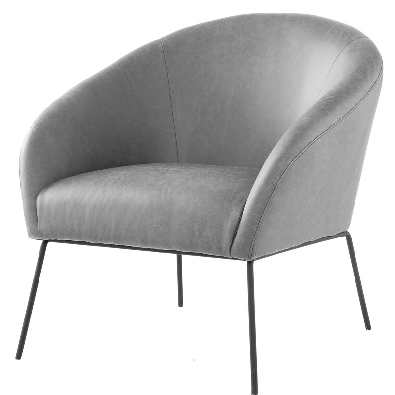 Chaise d'appoint en cuir Catriona avec base matte, Similicuir gris pâle, Noir