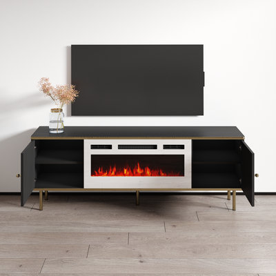 Camelia 63" WH-EF Fireplace Black TV Stand