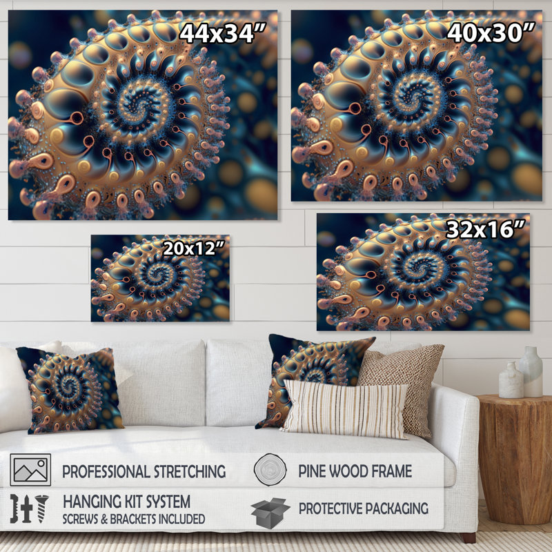 «Pastel Fractal Infinity I», art mural moderne sur toile géométrique, L 44 po x H 34 po, Toile tendue