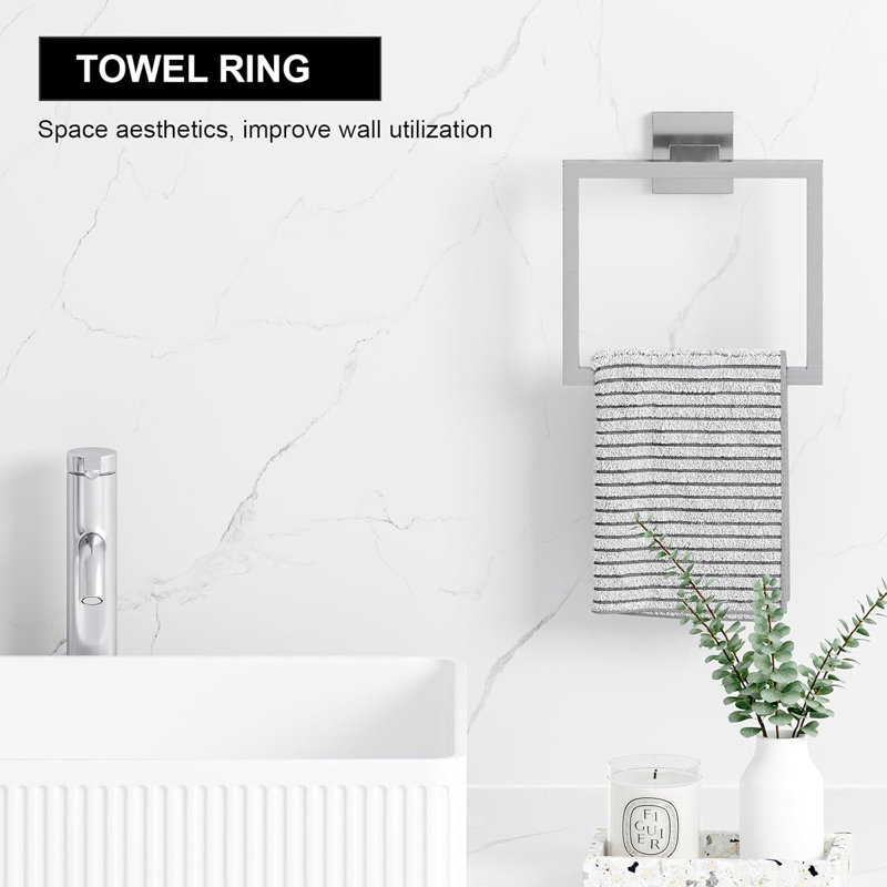 15-Piece Brushed Nickel Bathroom Hardware Set - 23.6" Towel Bar, Towel Rings, Paper Holders, And Hooks