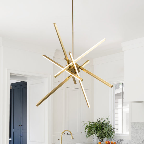 Lustre au design moderne avec 6 opalines ovoïdes « Cora », design de style Stilnovo EL137 En