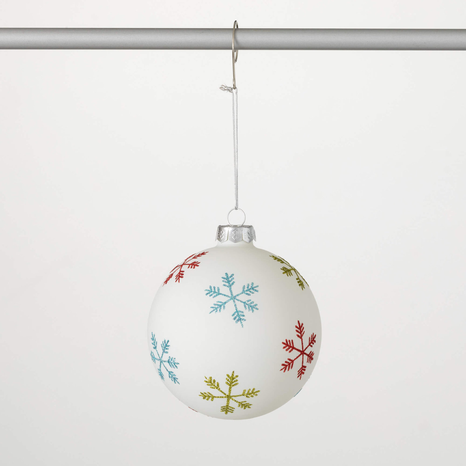 4" Christmas Retro Ball Snowflake Ornament, Multicolor