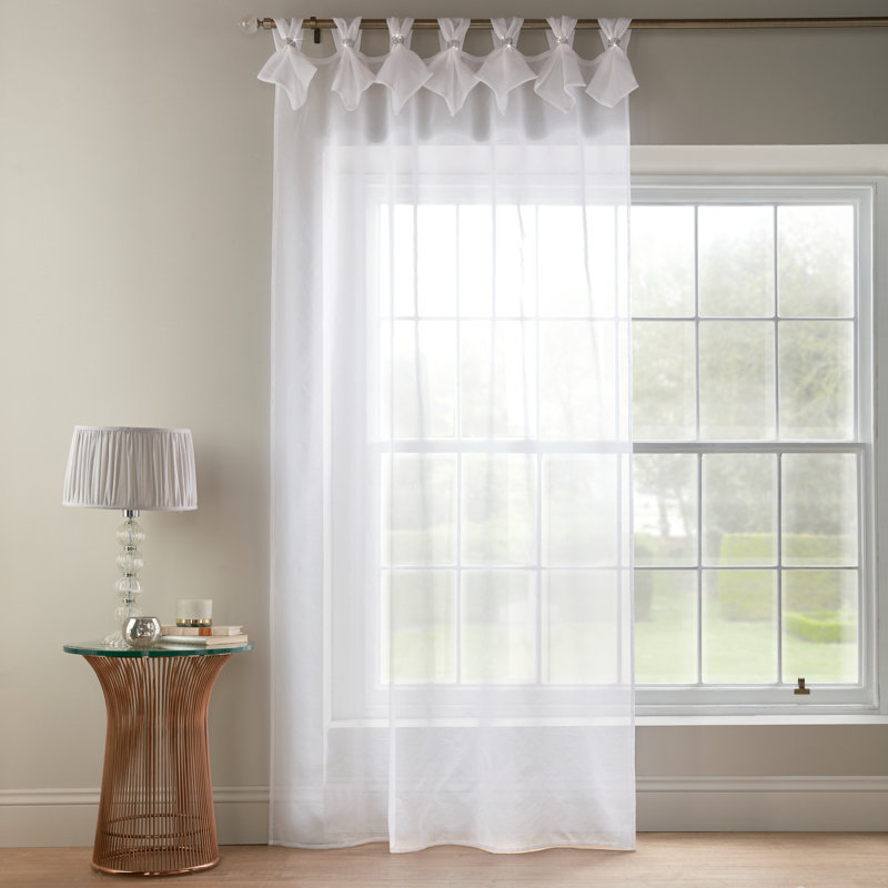 Aoibhne Tiara Tab Top Sheer Curtain Panel, White, 144 W x 228 D cm